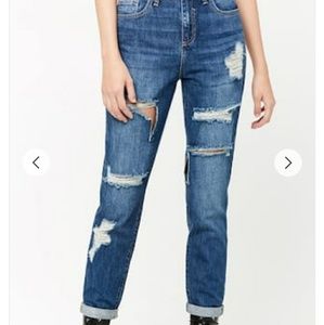 Distressed Denim Boyfriend Jeans